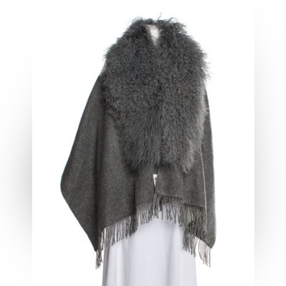 NWT Pologeorgis mongolian lamb and wool wrap, poncho, shawl